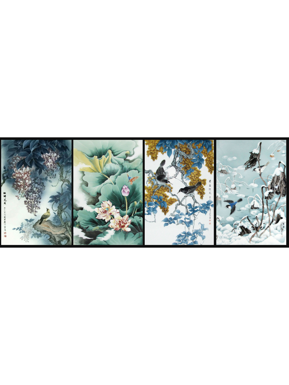 春夏秋冬四条屏 60X40CM